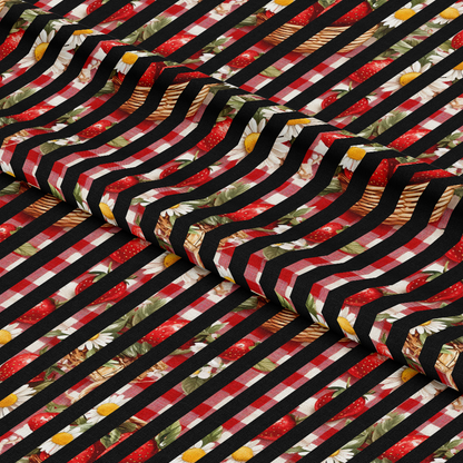 Strawberry Gingham Picnic Pattern 24 Quilting Cotton Fabric