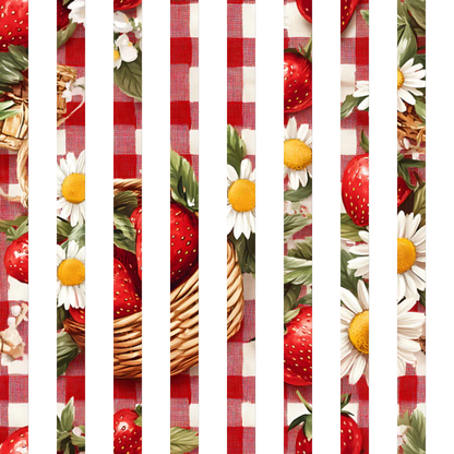 Strawberry Gingham Picnic Pattern 23 Quilting Cotton Fabric
