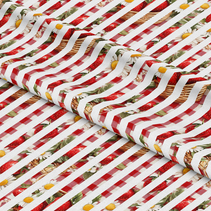 Strawberry Gingham Picnic Pattern 23 Quilting Cotton Fabric