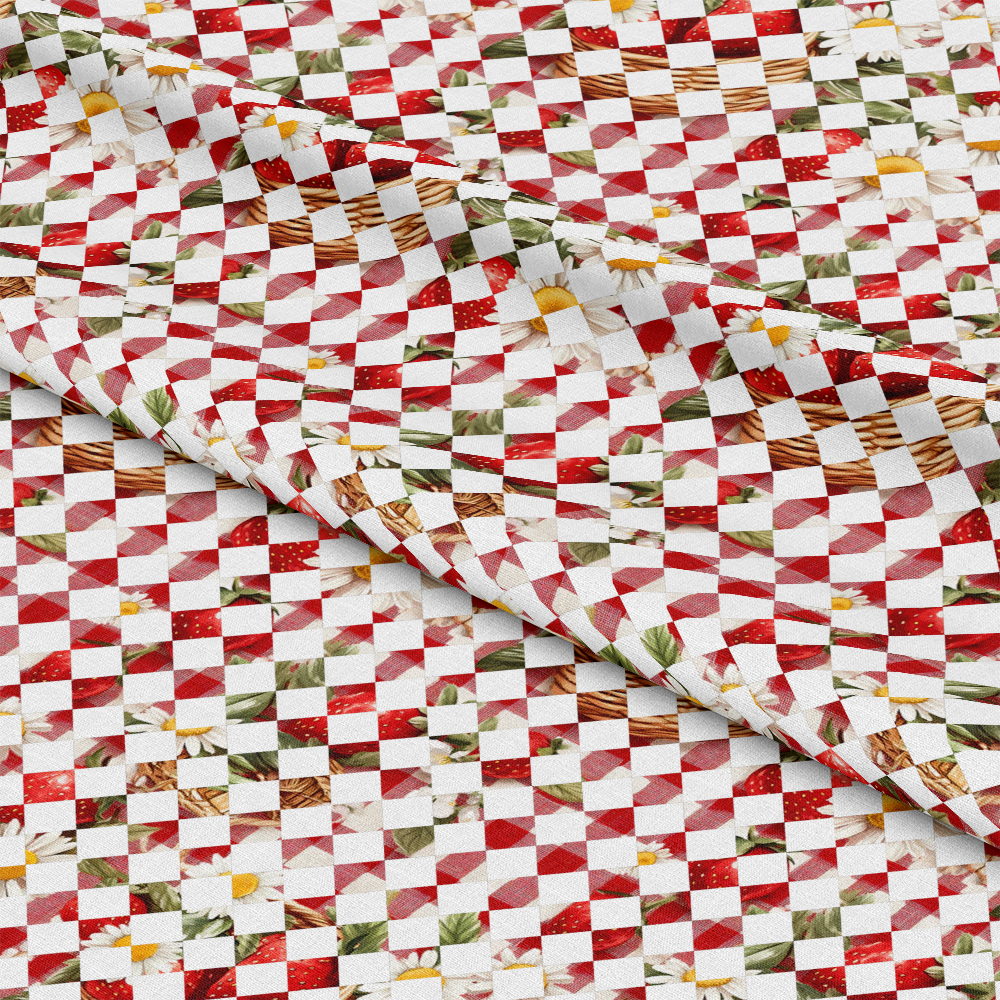 Strawberry Gingham Picnic Pattern 22 Quilting Cotton Fabric