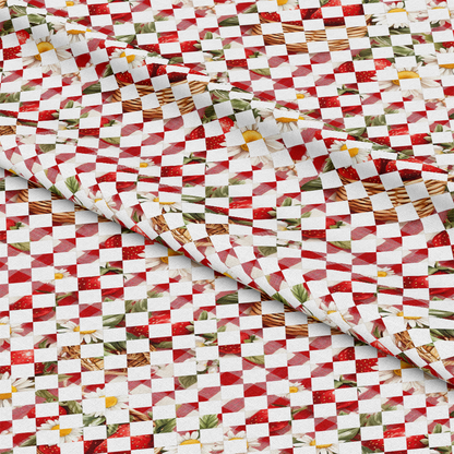 Strawberry Gingham Picnic Pattern 22 Quilting Cotton Fabric