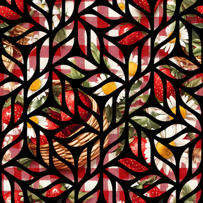 Strawberry Gingham Picnic Pattern 26 Quilting Cotton Fabric