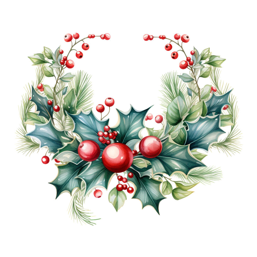 Holly and Baubles Fabric Panel 19