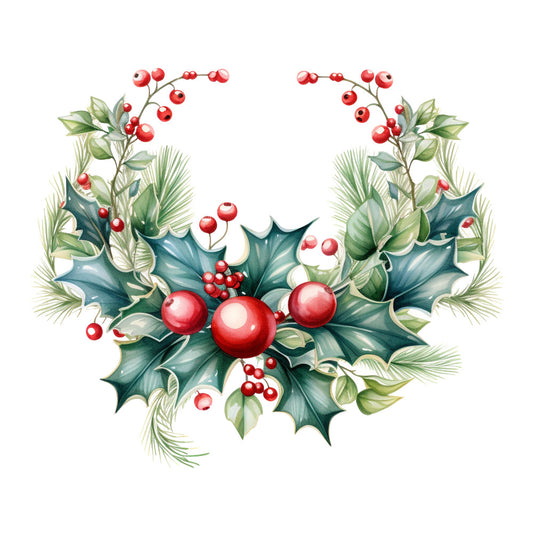 Holly and Baubles Fabric Panel 19