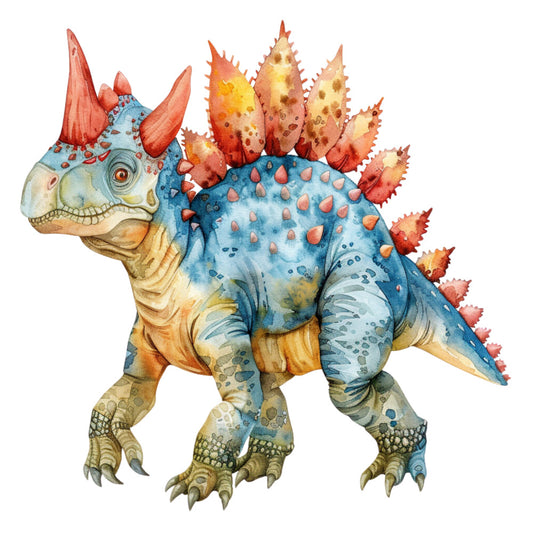 Watercolor Dinosaurs Fabric Panel 25