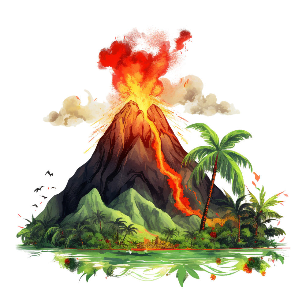 Watercolor Volcano Fabric Panel 21