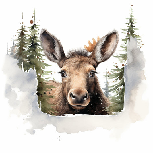 Peeking Moose Fabric Panel 2