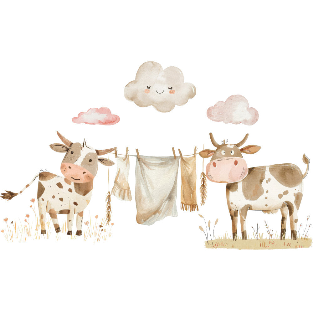 Watercolor Farm Fabric Panel 111