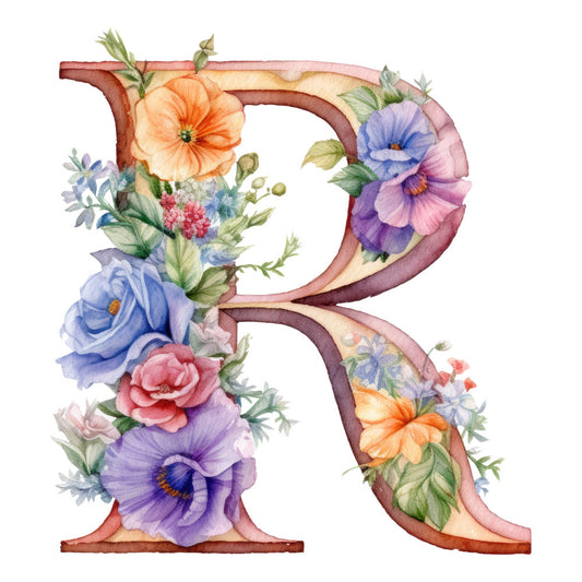Alphabet Flowers Fabric Panel 14