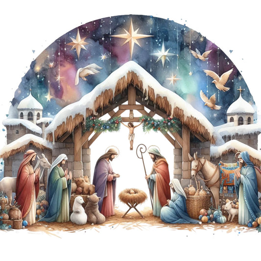 Detailed Christmas Nativity Scene Fabric Panel 20
