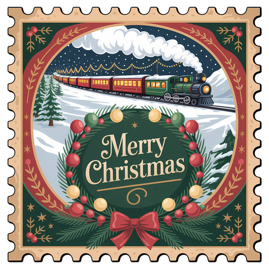 Vintage Christmas Stamps Fabric Panel 45
