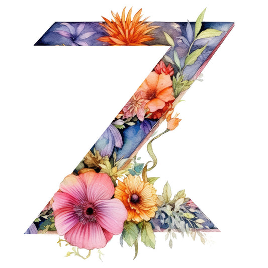Alphabet Flowers Fabric Panel 9