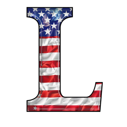 Grunge American Flag Alphabet Fabric Panel 19