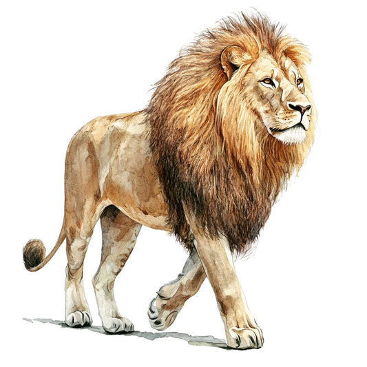 Watercolor Lion Fabric Panel 17