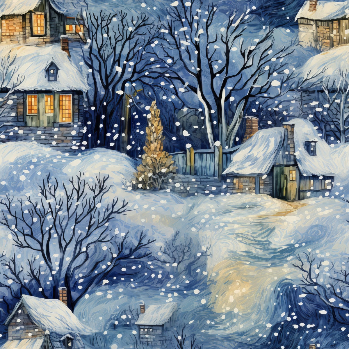 Golden Snowfall Pattern 22 Minky Fabric