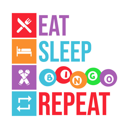 Eat Sleep Bingo Fabric Panel 1