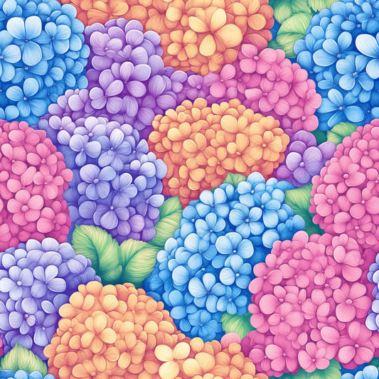 Colorful Hydrangeas Pattern 5 Quilting Cotton Fabric