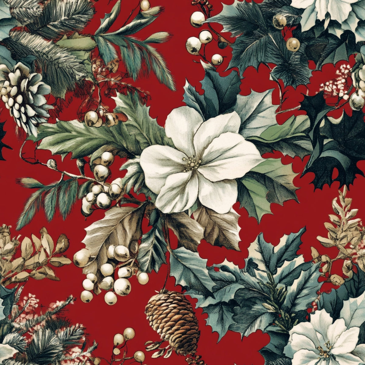 Yuletide Blooms Pattern 8 Minky Fabric
