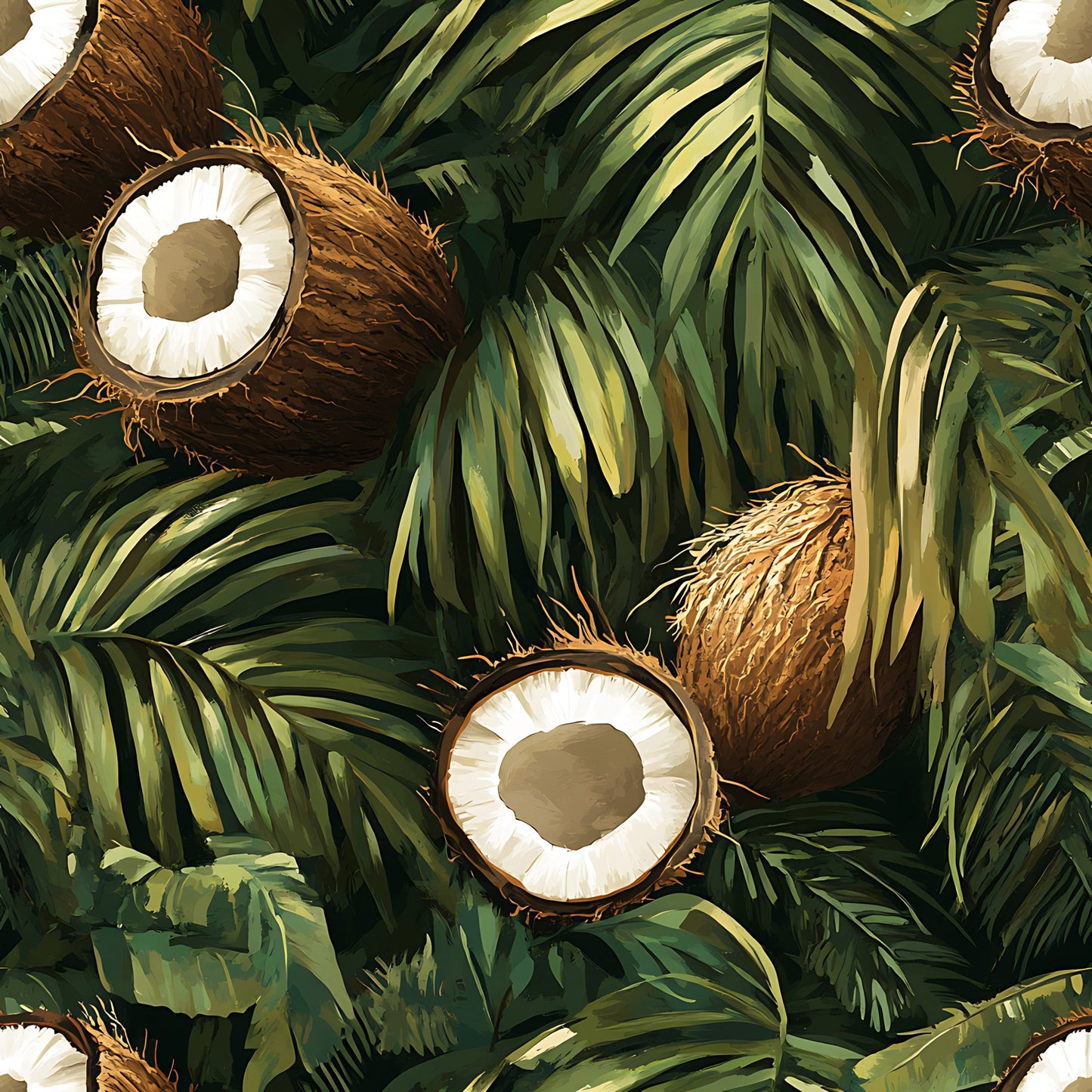 Coconut Jungle Leaves Pattern 18 Quilting Cotton Fabric