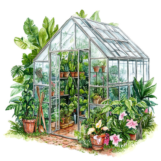 Watercolor Greenhouse Fabric Panel 22