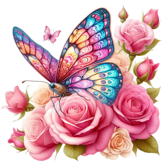 Spring Flowers and Butterflies Fabric Panel 50