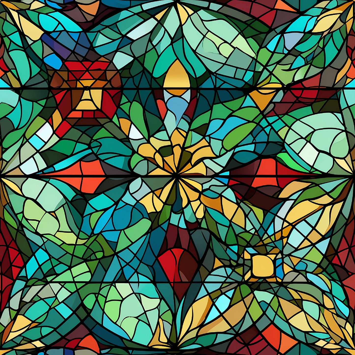 Stained Glass Christmas Pattern 19 Quilting Cotton Fabric