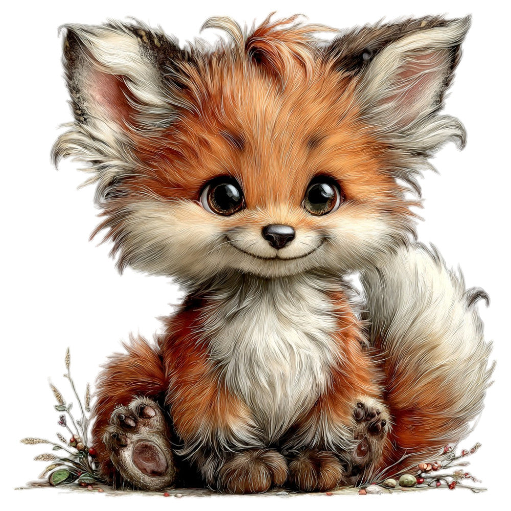 cute fox, whimsical animals, rust orange, cream white, warm neutrals, woodland creatures, children's illustration, baby animals, forest friends, rustic charm, playful design, illustrated fox, nature themed, soft colors, gentle style, nursery decor, kid friendly, storybook art, warm earth tones, charming characters, woodland forest, decorative panel, wall art, springtime, cozy aesthetic, nature lover, animal lover, magical creatures, artistic illustration