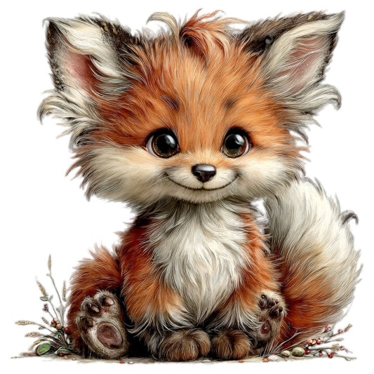 cute fox, whimsical animals, rust orange, cream white, warm neutrals, woodland creatures, children's illustration, baby animals, forest friends, rustic charm, playful design, illustrated fox, nature themed, soft colors, gentle style, nursery decor, kid friendly, storybook art, warm earth tones, charming characters, woodland forest, decorative panel, wall art, springtime, cozy aesthetic, nature lover, animal lover, magical creatures, artistic illustration