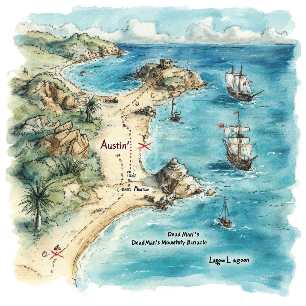 Pirate Treasure Map Fabric Panel 7