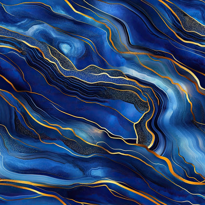 Royal Blue and Gold Agate Pattern 30 Minky Fabric