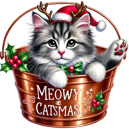 Meowy Christmas Fabric Panel 13