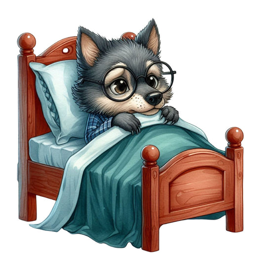 cute animal, woodland creature, fox, glasses, whimsical, children's, nursery, bedtime, pajamas, cozy, teal blue, turquoise, wood grain, red wood, plaid shirt, charming, storybook, playful, baby quilt, wall hanging, kids fabric, illustrated, anthropomorphic, sweet, endearing, humorous, cottage core, vintage inspired