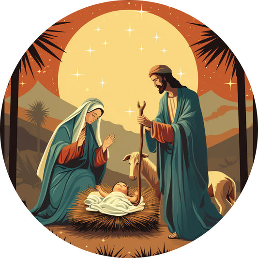 Nativity Christmas Ornaments Fabric Panel 7