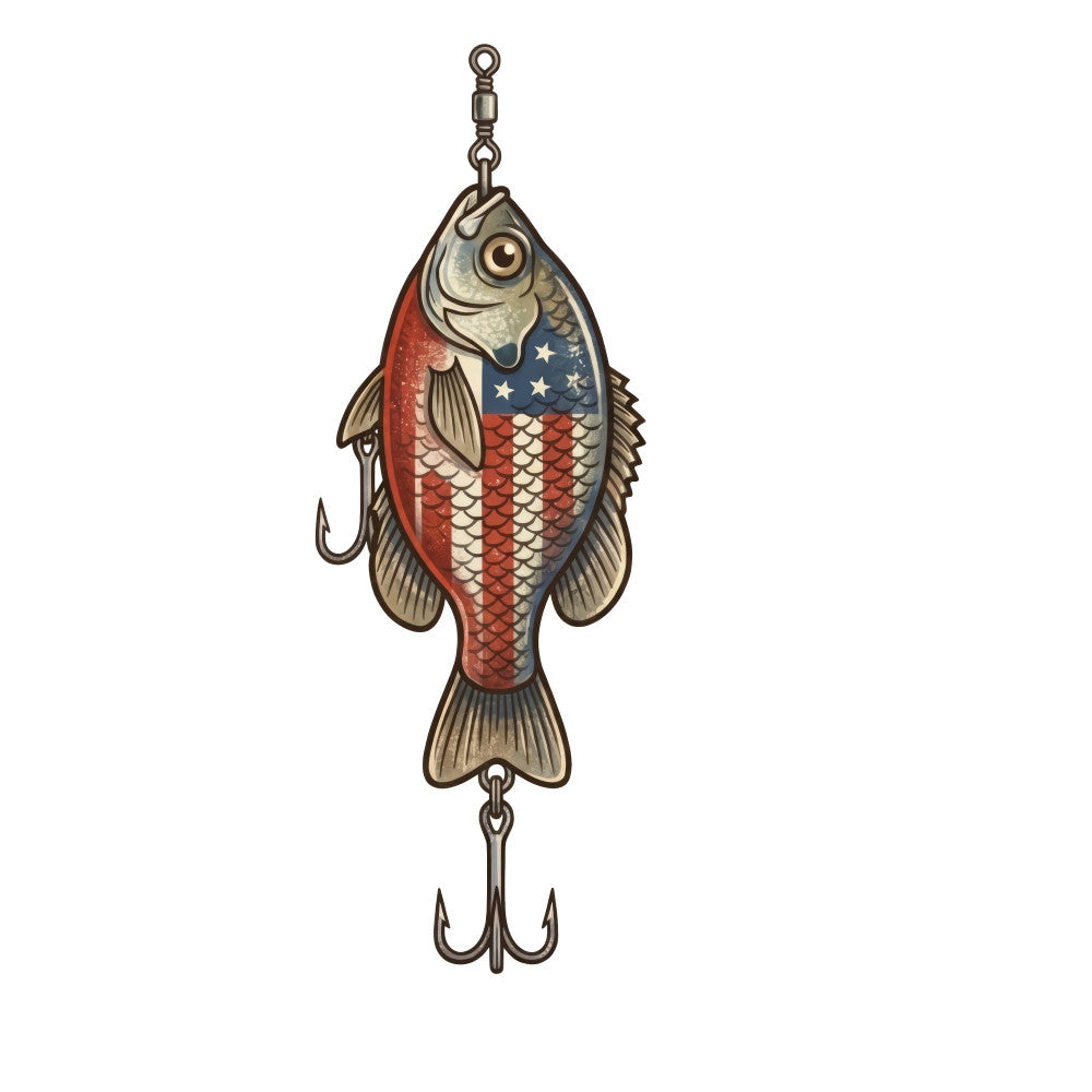 fishing lure, vintage fishing, americana, red white and blue, patriotic, stars and stripes, nautical, fish, hook, retro, classic americana, traditional, whimsical, rustic, novelty, red, navy blue, cream, fishing themed, outdoor recreation, americana decor, vintage sporting, folk art, decorative, men's themed, americana style