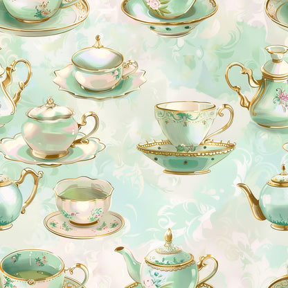 Whimsical Tea Party Pattern 11 Quilting Cotton Fabric