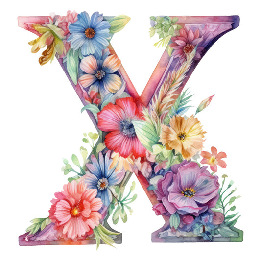 Alphabet Flowers Fabric Panel 7