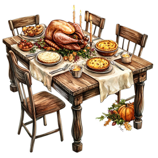 Watercolor Thanksgiving Fabric Panel 21