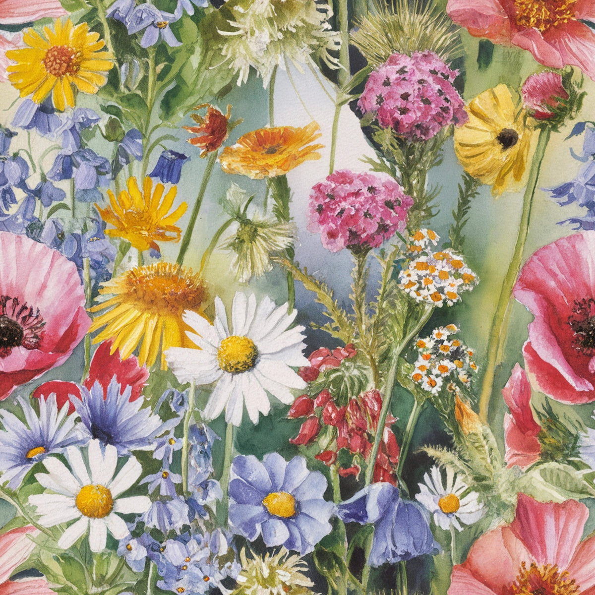 Painted Meadow Pattern 4 Minky Fabric