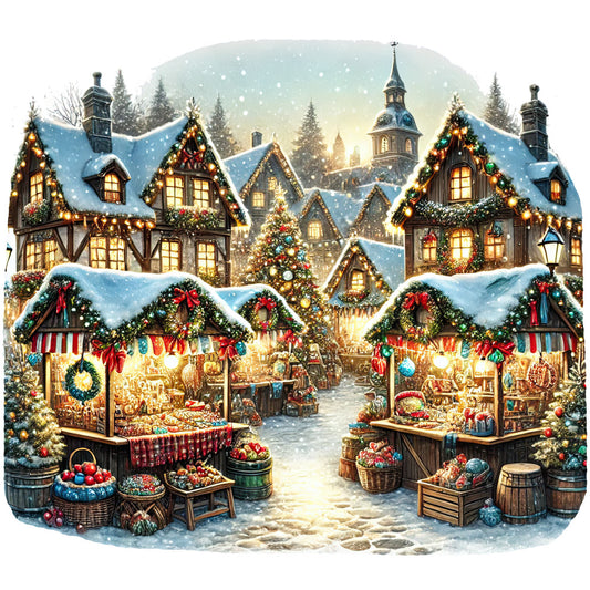 Christmas Villages Fabric Panel 24