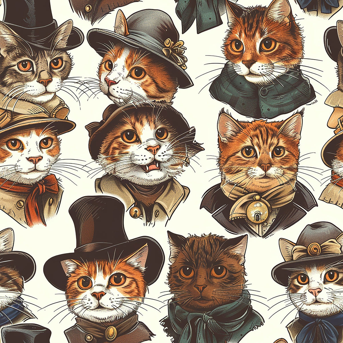 Whiskered Gentry Pattern 1 Minky Fabric