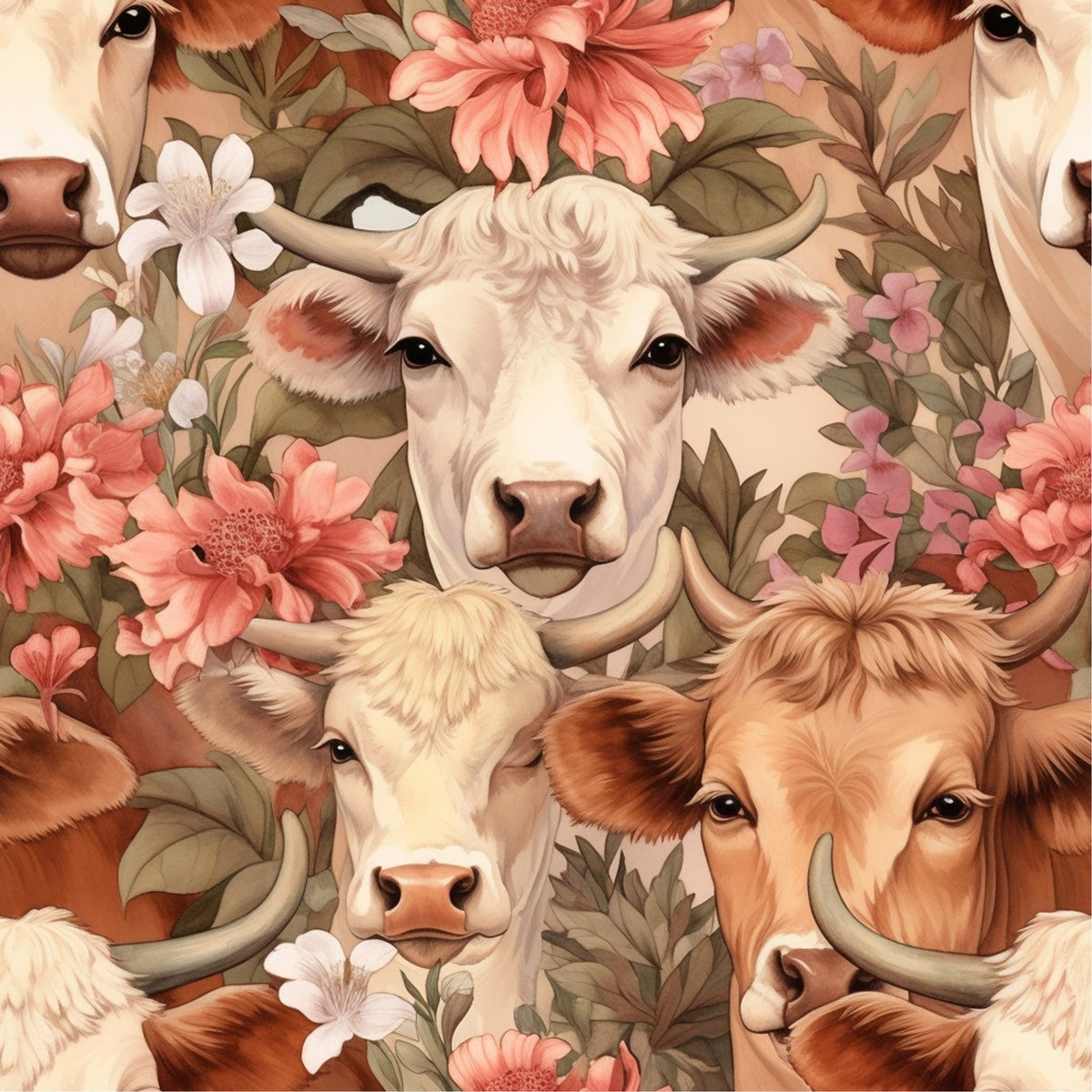 Blooming Bovines Pattern 8 Minky Fabric