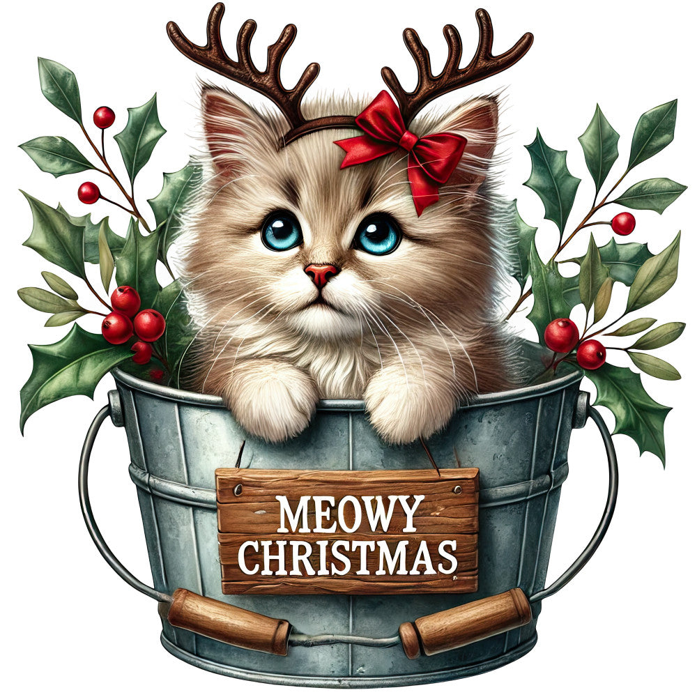 Meowy Christmas Fabric Panel 8