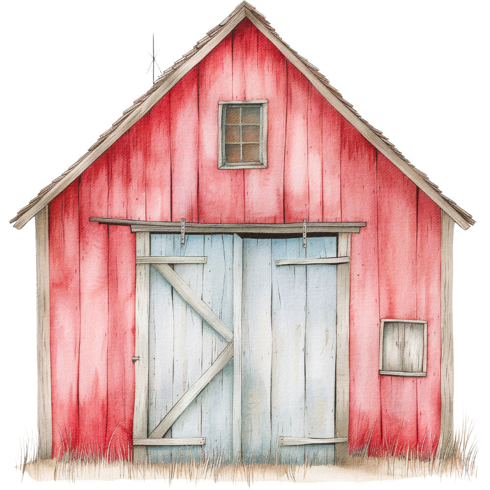 Watercolor Farm Fabric Panel 28