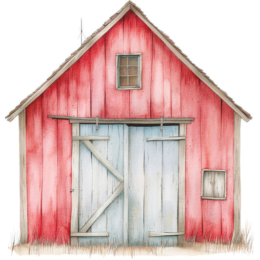 Watercolor Farm Fabric Panel 28