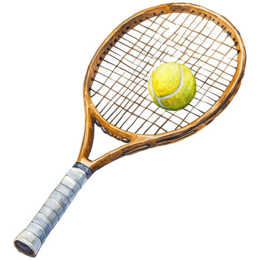 tennis, sports, athletic, yellow-green, lime green, white, tan, brown, wooden racket, vintage tennis, retro sports, recreational, active lifestyle, games, court sports, summer, spring, apparel fabric, novelty print, hobby themed, leisure wear, classic sports, traditional style, nostalgic design, tennis ball, sports equipment, competition themed, outdoor activities