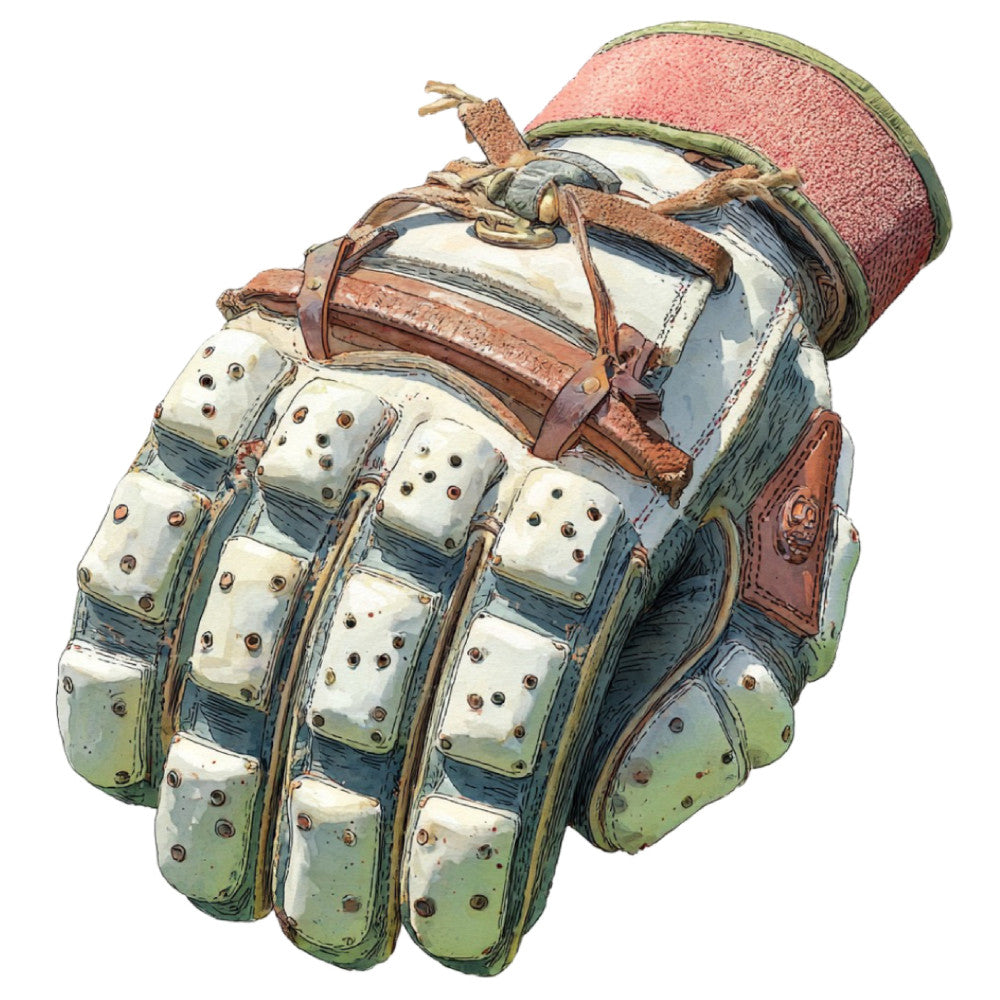 vintage gloves, steampunk, industrial, leather accents, brass studs, worn patina, cream, sage green, dusty rose, brown, nostalgic, retro, adventure, travel, exploration, antique, weathered, hand illustration, detailed artwork, whimsical, quirky, steampunk fashion, accessories, gear, victorian, alternative, unique design, artistic