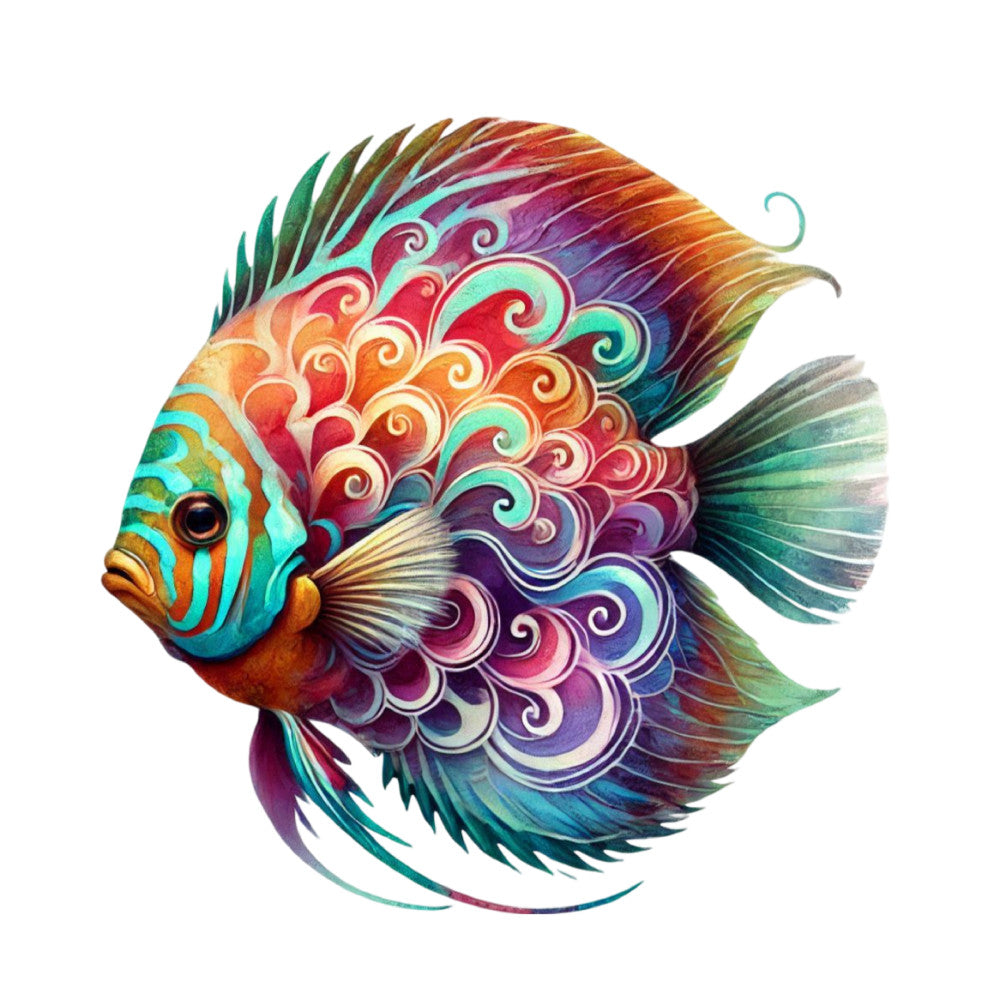 Watercolor Sea Fish Fabric Panel 24