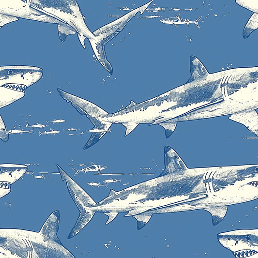 Sharks Circling Pattern 5 Quilting Cotton Fabric