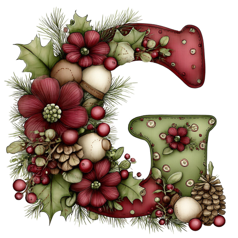 burgundy floral, cream, forest green, dusty rose, deep red, holiday, christmas, festive, winter, traditional, elegant, vintage, botanical, roses, pine needles, holly leaves, berries, ornaments, ornamental, decorative, seasonal, elegant florals, classic holiday, red and green, dimensional, layered design, embellished look, table runner, wall hanging, home decor