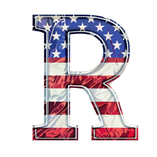 Grunge American Flag Alphabet Fabric Panel 25